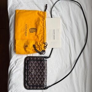 Goyard Black and Brown Chevron Crossbody Pouch